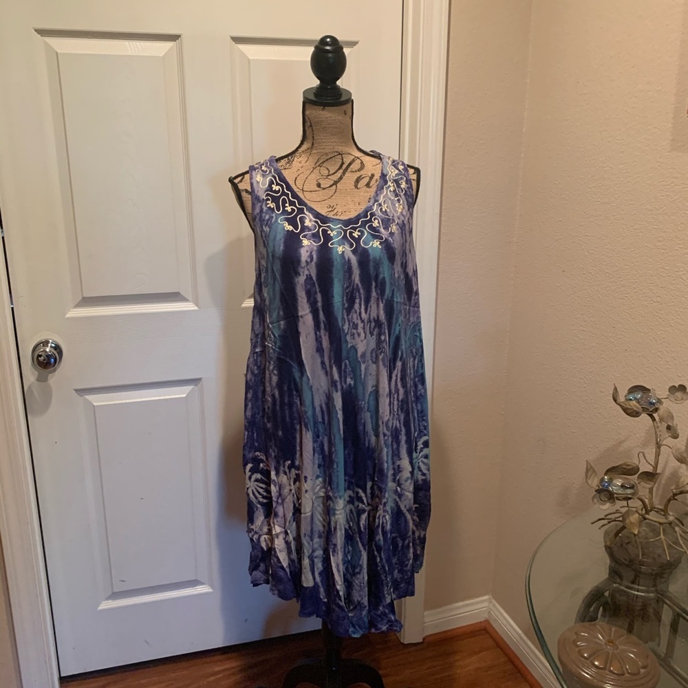 Plus size multi print umbrella dress.